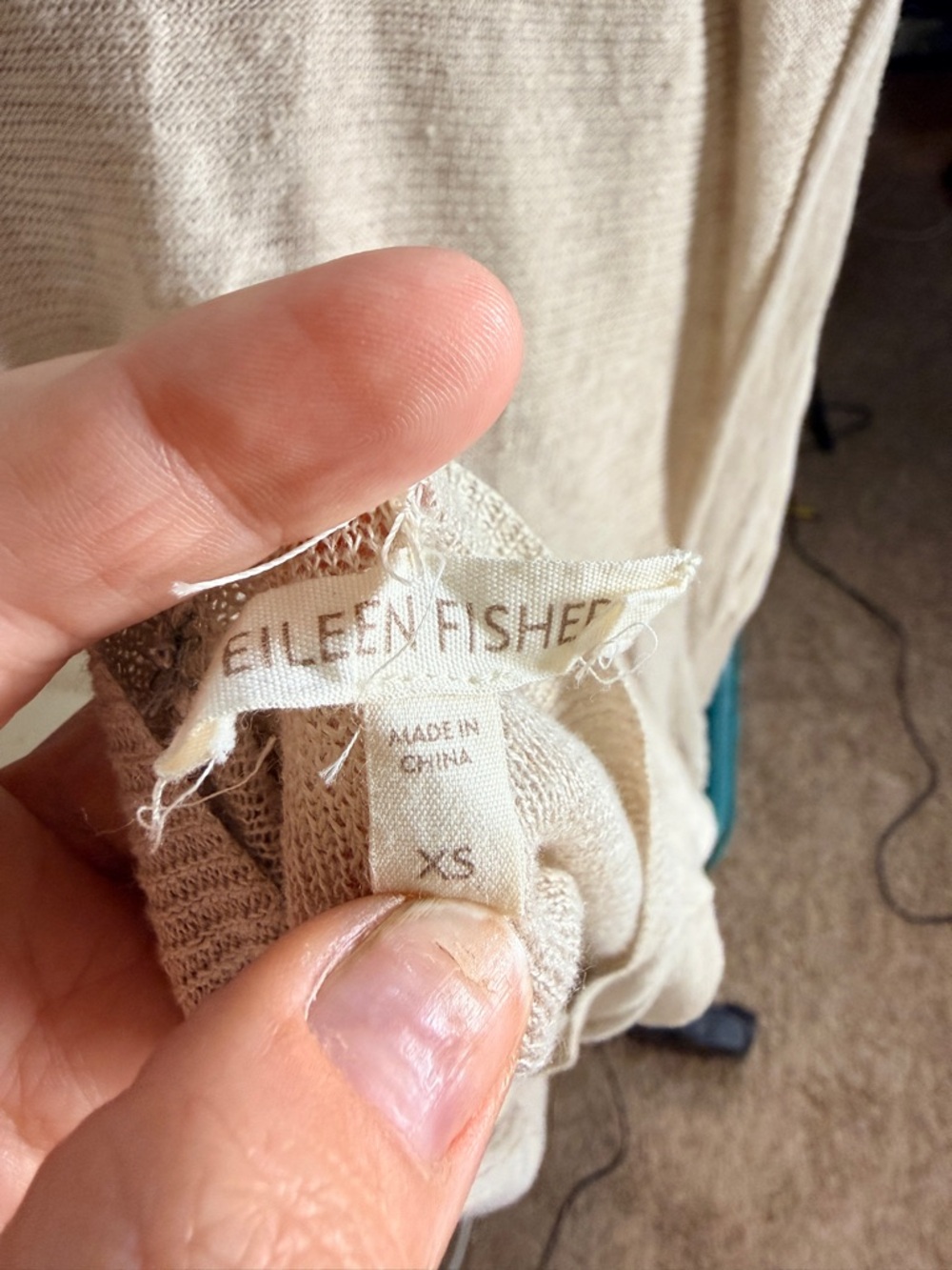 Eileen Fisher Women’s XS Tan Open-Front 100% Linen Slouchy Cardigan Pockets - Picture 8 of 14